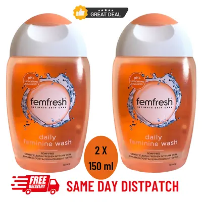 £6.69 • Buy Femfresh Daily Intimate Hygiene Wash Soap-Free 150ml PH-Balanced, (Pack Of 2)