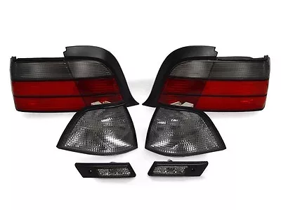 DEPO Red/Smoke Tail + Side Marker+Corner Signal Light For 92-96 BMW E36 4D Sedan • $134.04