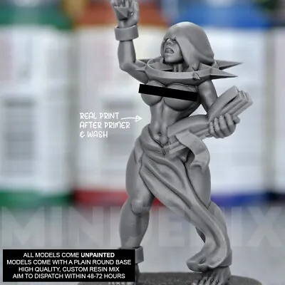 CHAOS DARK PRIEST Fantasy: D&D Female Girl Medieval Cultist Resin 28mm 32mm • £4.99