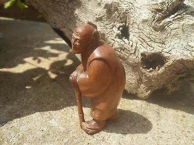 2b.. Hand Carved Wood Netsuke Japanese Man Rests On Cane Collectable Boxwood Fig • £24.99