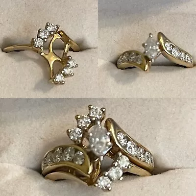 14k Yellow Gold Bypass Bridal Ring Set - Classic Vintage Beautiful • $550