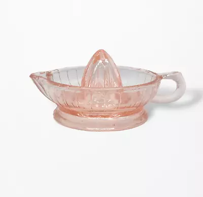 PINK DEPRESSION STYLE GLASS JUICER REAMER Vintage Dish Bowl Cooking Kitchen • $12.95