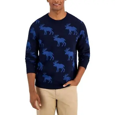 Club Room Mens Moose Wool Blend Crewneck Cozy Pullover Sweater BHFO 8547 • $14.99