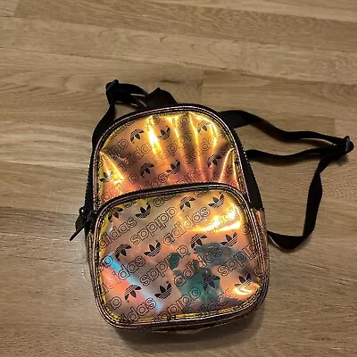 Adidas Originals Clear Iridescent Mini Backpack Vinyl See Thru Trefoil Bag • $9.99