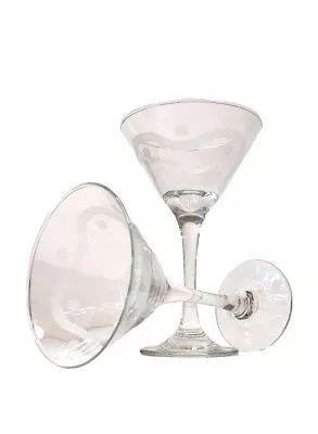 Libbey Rock Sharpe #194 Martini Glasses -Set Of Two Etched Cocktail Glasses.  • $28.50