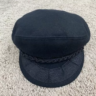 Vtg Greek Fishermans Hat Black Wool Yachting Sailing Made In Greece Sailor Cap • $16.97