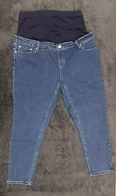 In The Style Womens Blue Cotton Maternity Jeans Size 16 In Regular Button • £0.01