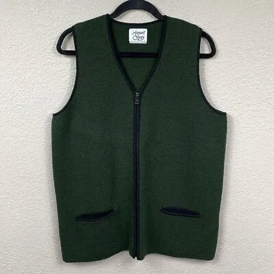 Margaret O’Leary 2 Pocket Knit Sweater Vest Full Zip Forest Green • $30