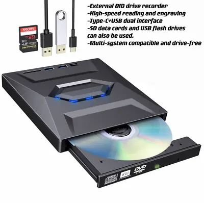 Multi-functional External Optical Drive DVD/CD Burner Four-in-One USB 3.0/Type-C • $23.95