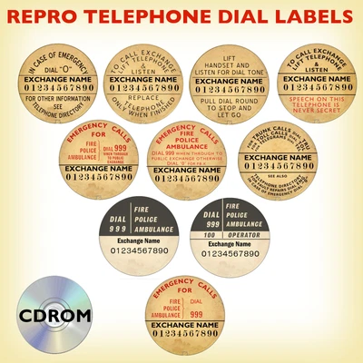 £5.99 • Buy EDITABLE TELEPHONE DIAL NUMBER LABELS Rotary Bakelite Phones 200 300 700 Series