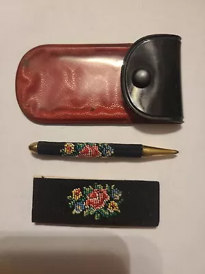 Vintage Needlepoint Mini Mechanical Pencil And Notepad Unique • $12.99