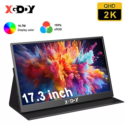17.3  Inch Monitor 60HZ FHD 1440P IPS QHD 100% SRGB Screen Display For Laptops • $232.99