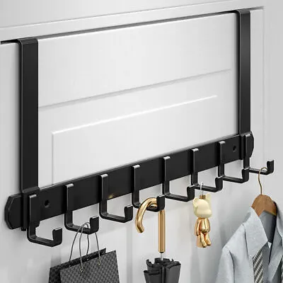 8 Hooks Over The Door Hanger Clothes Coat Jacket Rack Towel Wall Holder Storage • £1.93