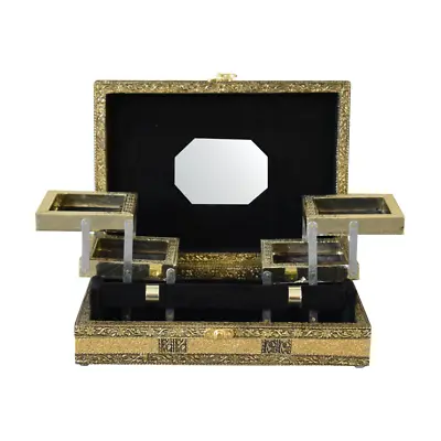 £19.99 • Buy Indian Rustic Gold Embossed Jewellery Box With Twilight Blue Interior Velvet