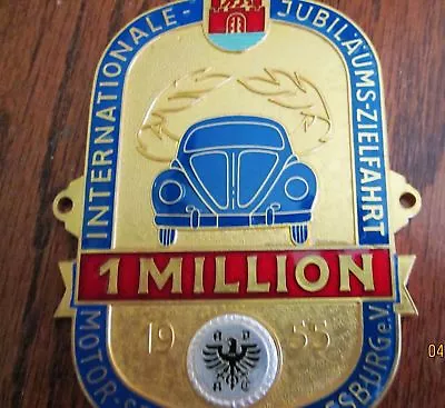 German Car Club Badge Int Motor Sport-club Wolfsburg 1 Million  Vw Beetle • $269.99