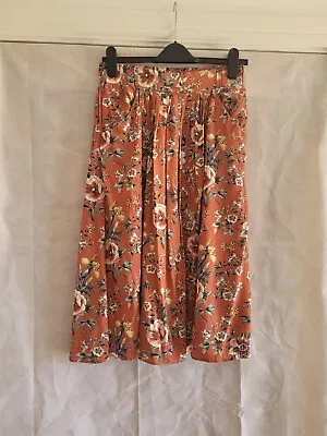 Laura Ashley Skater Pleated Pocket Floral Midi Skirt 8 • £15