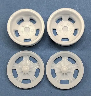 Resin 1/25 5 Slot Drag Wheel Set - Halibrand Spindle Mount & Deep Dish Rears • $13.73