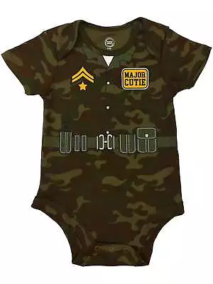 Infant  Boys Green Camouflage Major Cutie Bodysuit Camo Soldier Baby Outfit • $9.99
