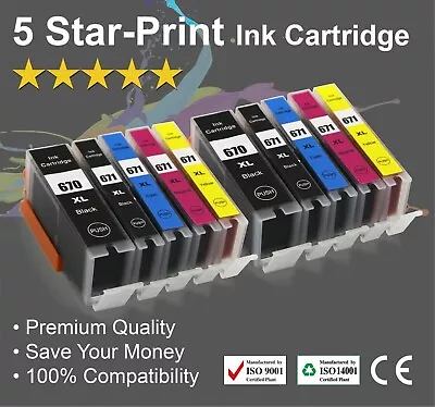 10x Ink Cartridges PGI670XL CLI671XL To Canon Pixma MG5765 MG5760 MG6860 Printer • $26.89