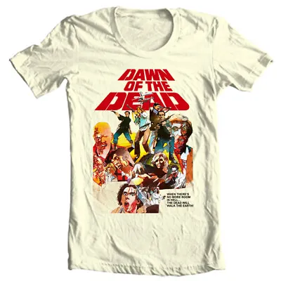 Dawn Of Dead 1978 T-shirt Retro Horror Design Adult Regular Fit Tan Graphic Tee • $23.99
