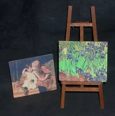 2 Painting Artwork Van Gogh & Easel 1:12 Scale Dollhouse Miniature G7925 • $7