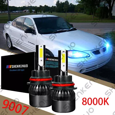 9007 8000K Blue LED Headlight Bulbs For Pontiac Grand Am 99-05 Hi/Lo Beam Qty 2 • $18.49