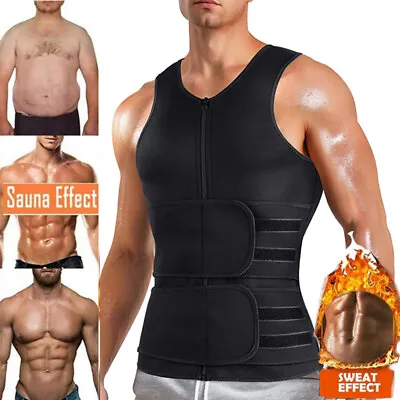 Men Neoprene Sauna Vest Sweat Shapewear Gym Waist Trainer Fat Burner Body Shaper • $25.79