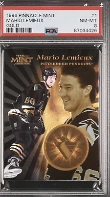 1996 Pinnacle Mint Gold 1 Mario Lemieux Penguins Hockey Card PSA 8 NM-MINT POP 1 • $50