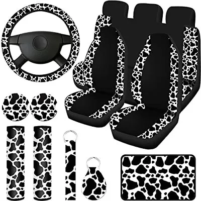 Cow Print Car Seat Covers Full Set For Women Men Rubber Classic Style  • $68.94