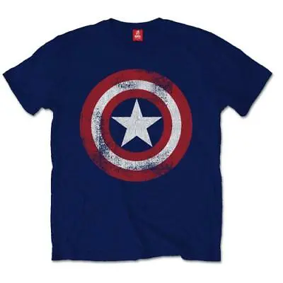 £9.99 • Buy Official Captain America T Shirt Distressed Shield Marvel Comics Blue Licensed