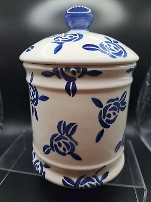 Whittard Tea Clipper Blue & White Roses Hand Painted Ceramic Storage Jar • £8.99