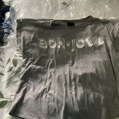 £10 • Buy Bon Jovi T Shirt Uk Size 24 In Grey Bandmerch For George 