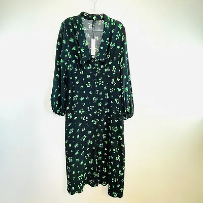 Nobody’s Child Size 16 18 XL XXL Black Green Floral Daisy Maxi Dress • $79