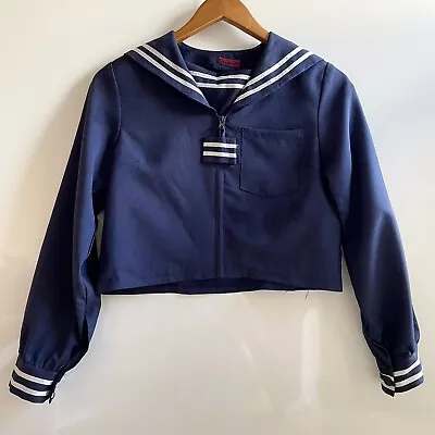 Japanese Seifuku Uniform Jacket Navy Blue White Trim Sailor Shirt Costume S M • £15