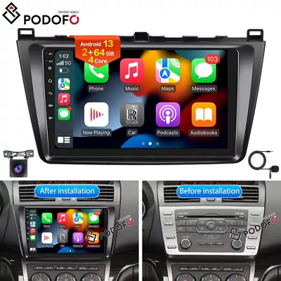 2+64GB Carplay Car Stereo Radio For Mazda 6 2007-2012 GPS Head Unit Android 13.0 • $189.99