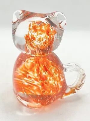 Murano Style Art Glass Cat Orange • $25