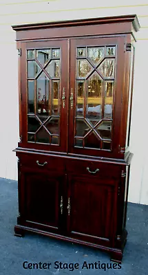 62867 Banded  Mahogany 2 Pc. Bookcase Curio Cabinet China  • $875