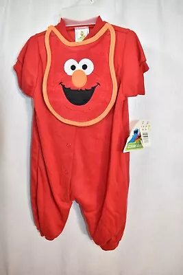 Sesame Street Pajamas & Elmo Bib Size Infant Large Vintage New • $69.99