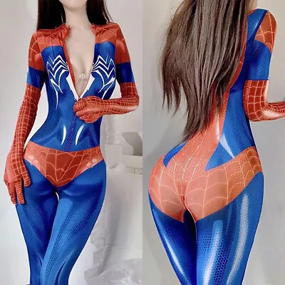 Spiderman Cosplay Jumpsuit Costume Women Zentai Bodysuit Suit Comicon Halloween • $20.99