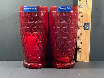 2 Villeroy & Boch Boston Red Highball Glasses- Germany- New With Tags • $29.99