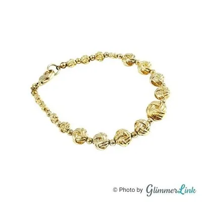 Rosette Faux Monkey Fist Knot Graduated Gold Tone Bracelet • $15.99