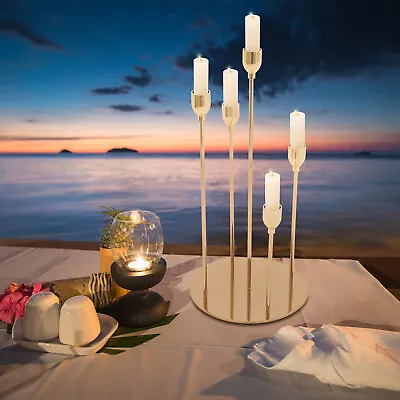$30.41 • Buy 5 Arms Metal Candle Holders Candelabra Dining Table Centerpiece Wedding Decor