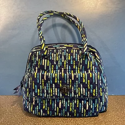 Vera Bradley Large Tote Katalina Showers Blue Green Laptop Travel Lots Of Pocket • $11.06