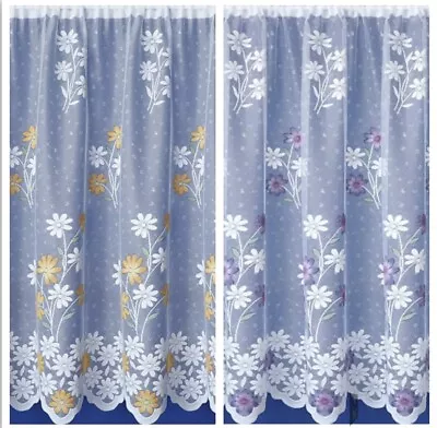 Primrose Net Curtains In 2 Colours Lemon & Lavender Free Postage Sold Per Meter • £4.99