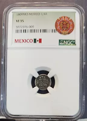 1809 Mexico Silver 1/4 Real Castle & Crowned Lion Ngc Vf 35 Rare • $259.95