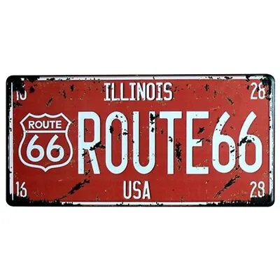 Illinois Route 66 USA Licence Plate Kitchen Home Travel Bar Pub Metal Sign • £2.99