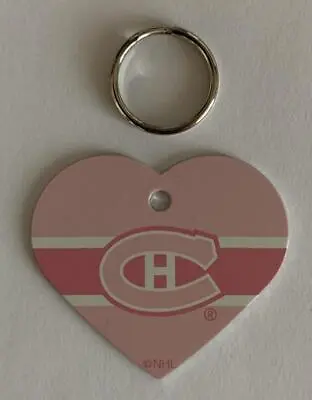 Montreal Canadiens NHL Hockey Pink Heart ID Tag With Ring - Pets People  • $3.62