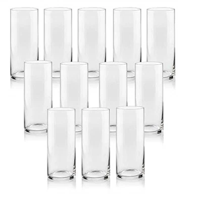 $143.62 • Buy Set Of 12 Glass Cylinder Vases 10 Inch Tall - Multi-use: Pillar Candle, Floating