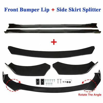 Universal Car Front Bumper Lip Spoiler Splitter +78.7  2M Side Skirts Extensions • £105.69