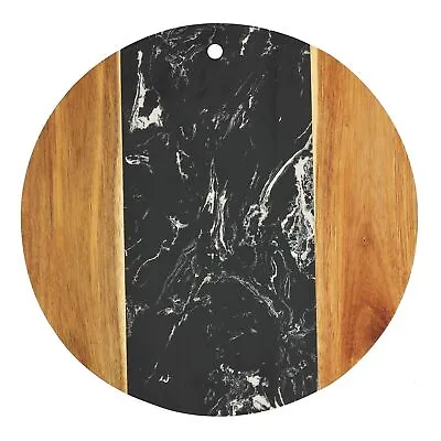 SINT Wood & Marble Cutting Board/Chopping 16  Round Serving Board Platter For... • $41.39